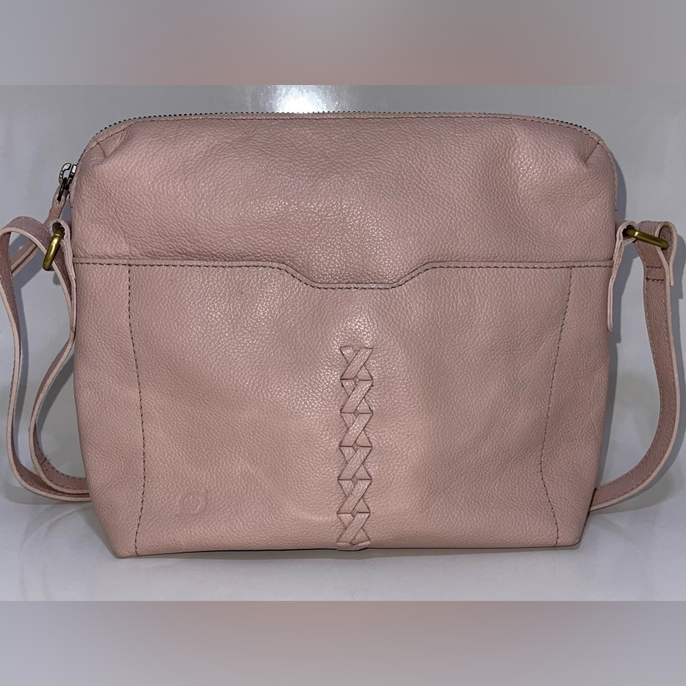 Born Adjustable Crossbody Handbag Blush Leather Full Zip Closure